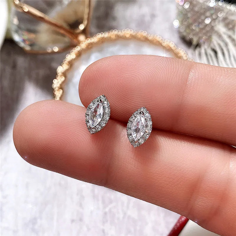 Huitan Marquise Cubic Zirconia Stud Earrings for Women Stud Earrings Axl