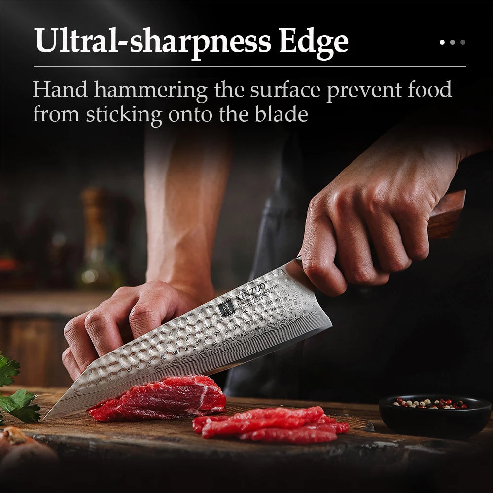 XINZUO 8.5" Damascus SRS13 Chef Knife – Ironwood Handle Damascus Chef Knife Axl