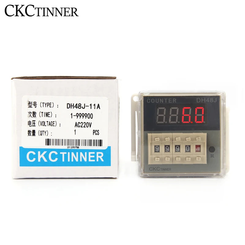 DH48J-11A Digital Counter Relay 11-Pin 12V–380V with Base Digital Counter Relay Axl