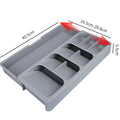 Multipurpose Silverware Drawer Organizer Tray | BPA-Free Drawer Organizer Tray Axl Expandable Gray
