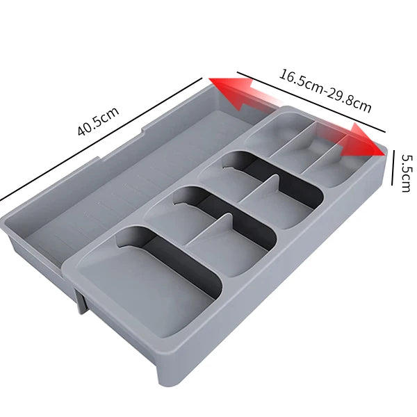 Multipurpose Silverware Drawer Organizer Tray | BPA-Free Drawer Organizer Tray Axl Expandable Gray