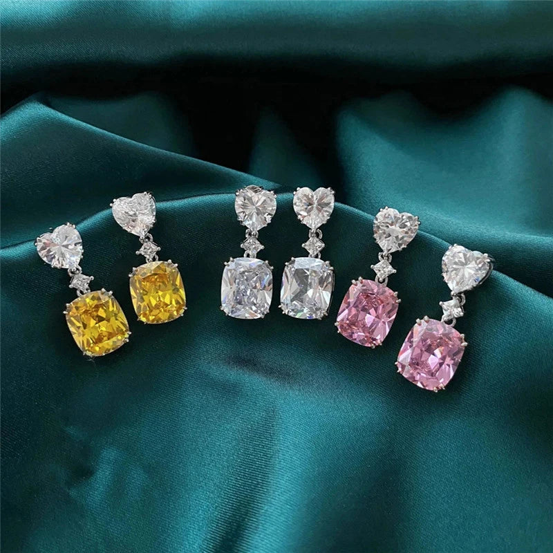 Huitan Heart Dangle Earrings – CZ Drop Earrings for Women Drop Dangle Earrings Axl