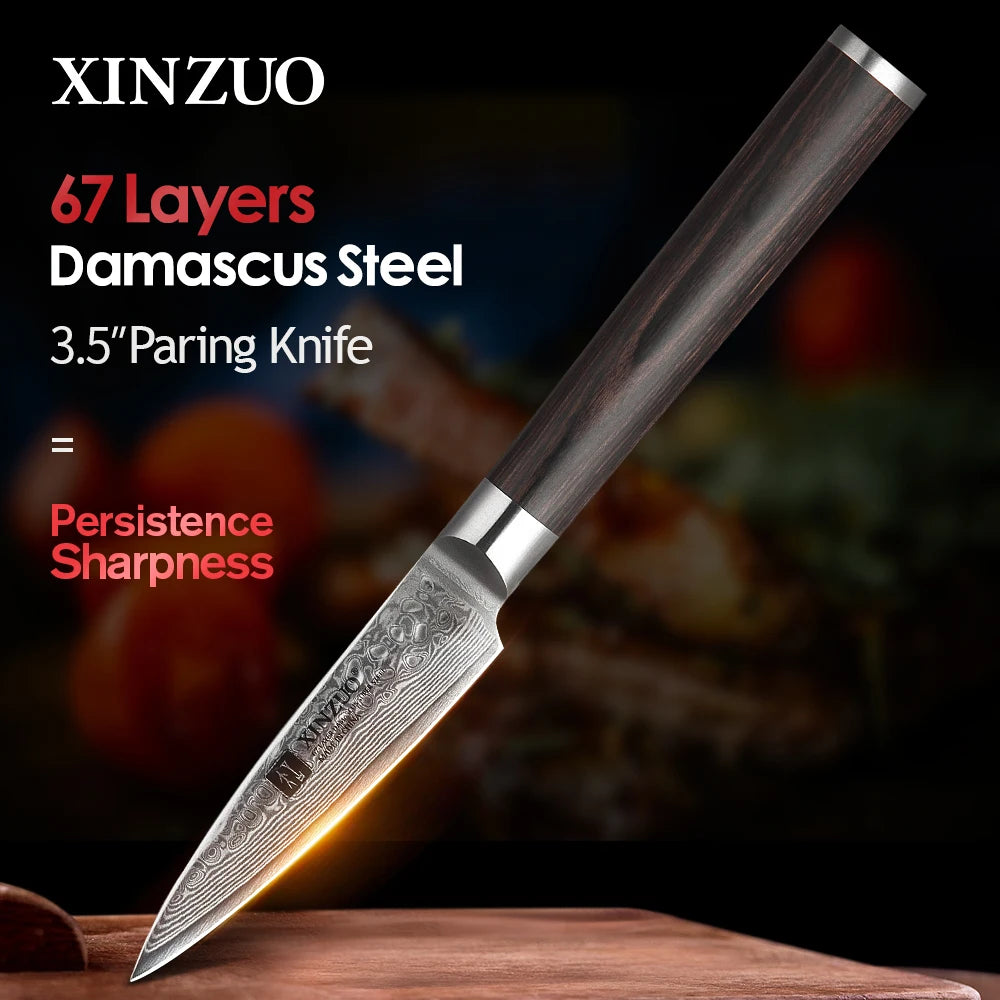 XINZUO 3.5" 67-Layer Damascus Paring Knife | Pakkawood Handle Damascus Paring Knife Axl China Mainland
