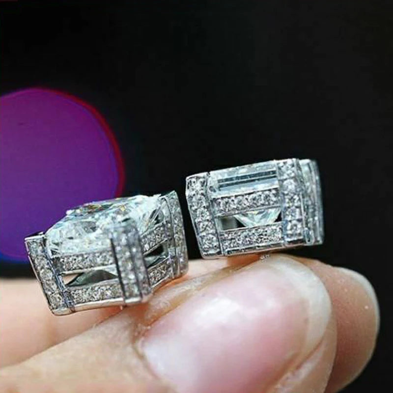 Huitan Square Cubic Zirconia Stud Earrings for Women Stud Earrings Axl E1101
