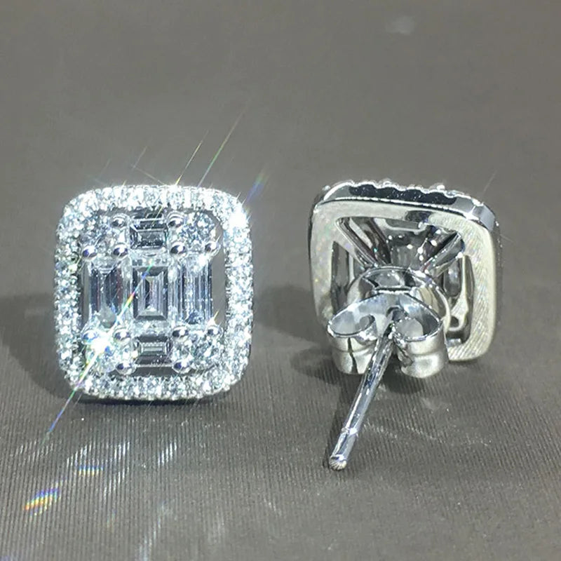 Huitan Geometric Cubic Zirconia Stud Earrings | Women's Fashion Stud Earrings Axl