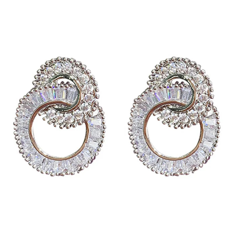 Huitan Crystal Cubic Zirconia Figure-8 Stud Earrings Women Crystal Stud Earrings Axl