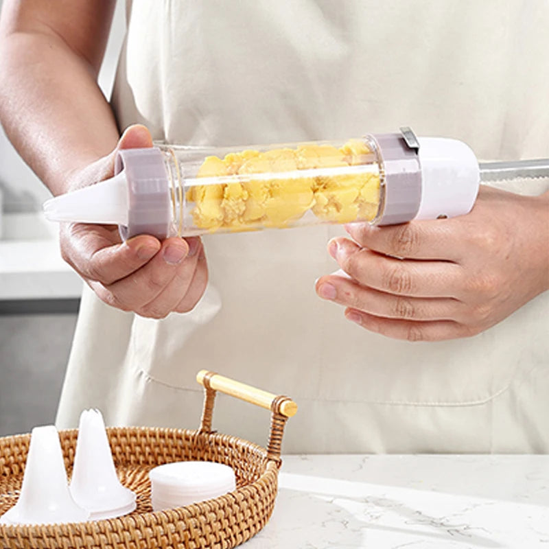 20-Piece Cream Squeeze Cake Decorating Set – Cookie Piping Gun Cake Decorating Set Axl