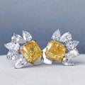 Huitan CZ Stud Earrings – Yellow & White Cubic Zirconia Women CZ Stud Earrings Axl E1319