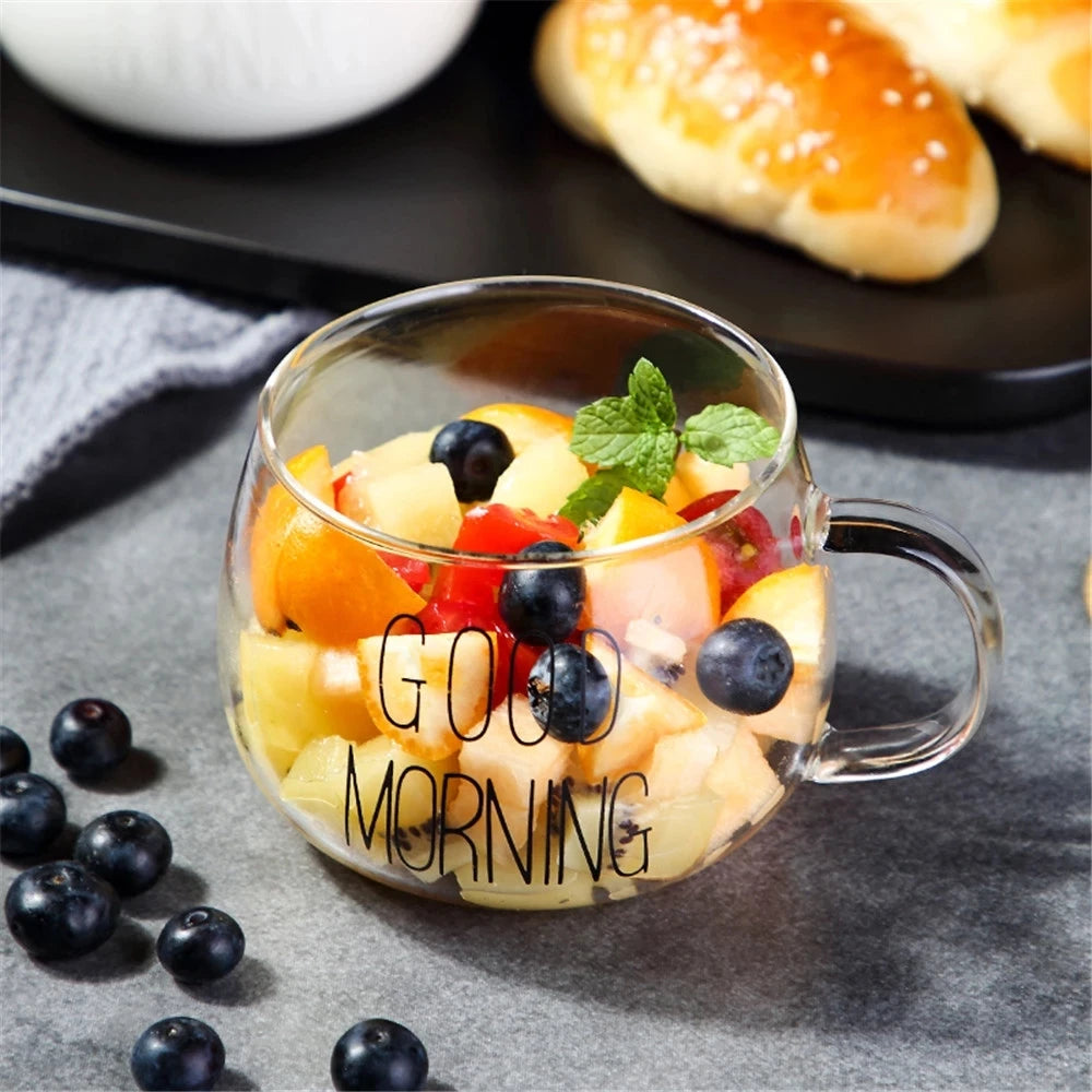 KEMORELA Letter Glass Mug – Coffee, Milk & Tea Cup Gift Glass Coffee Mug Axl