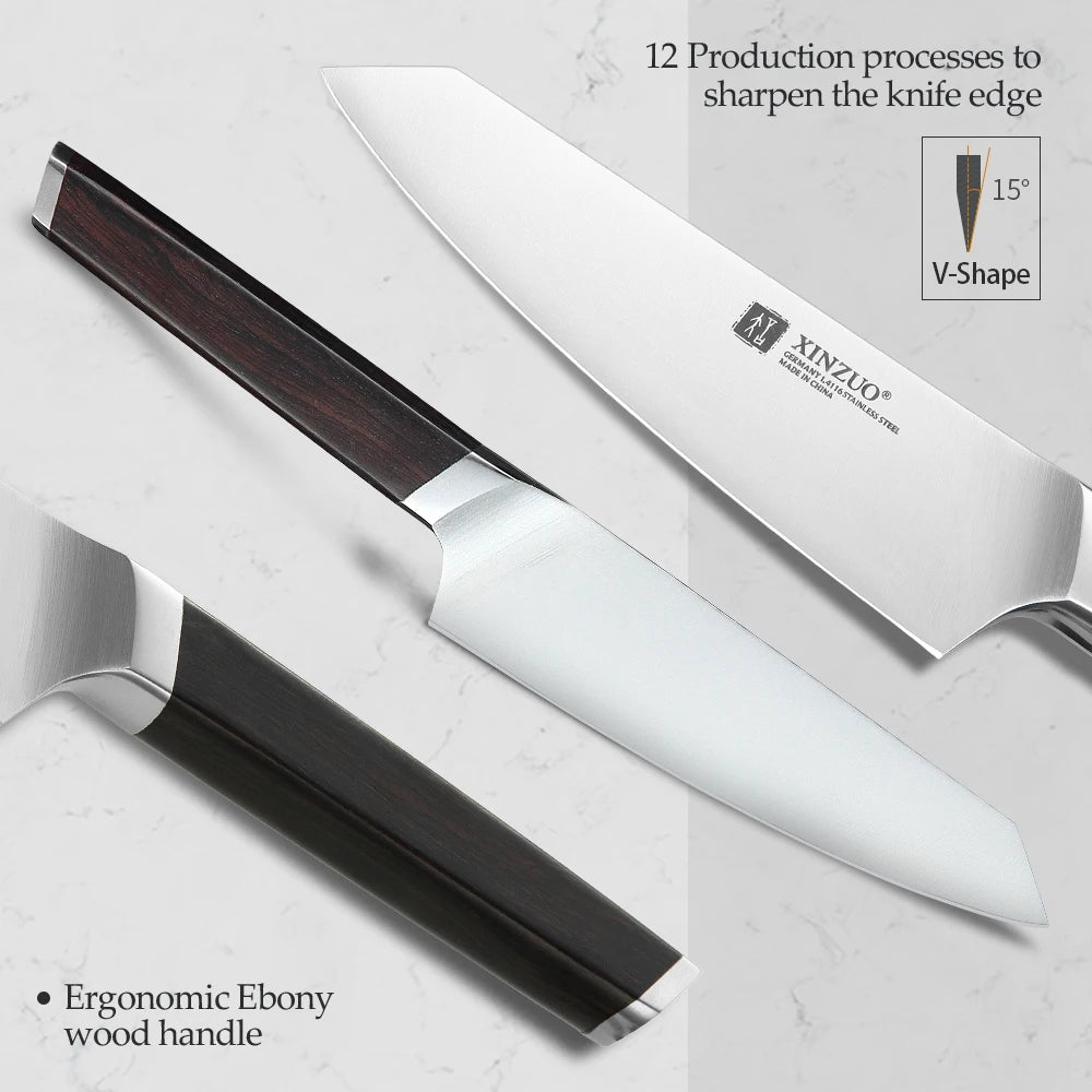 XINZUO 5" Utility Knife German Steel & Ebony Handle | RUI Utility Kitchen Knife Axl