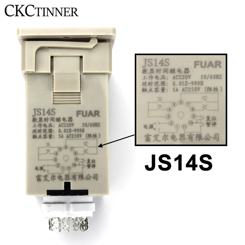 JS14S Digital Time Relay AC 220V 380V DPDT Delay Timer + Socket Time Relay Timer Axl