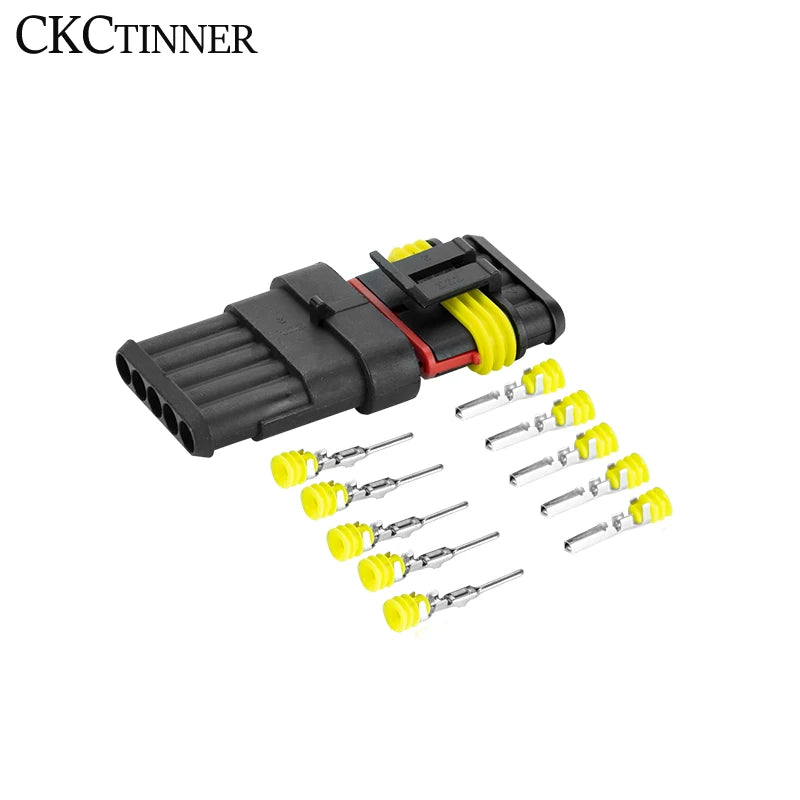 5-Pack Waterproof Automotive Wire Connectors – Male & Female Plug Automotive Wire Connector Axl 5P Without line