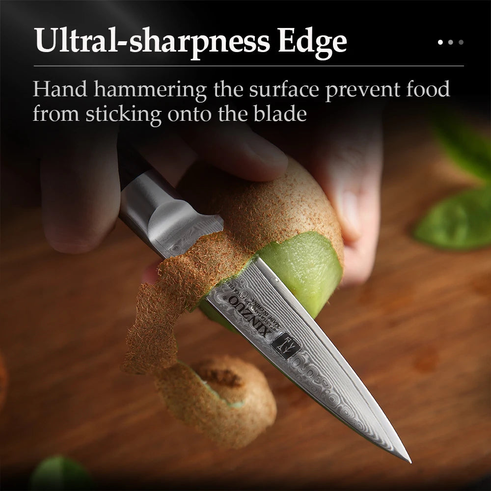 XINZUO 3.5" 67-Layer Damascus Paring Knife | Pakkawood Handle Damascus Paring Knife Axl