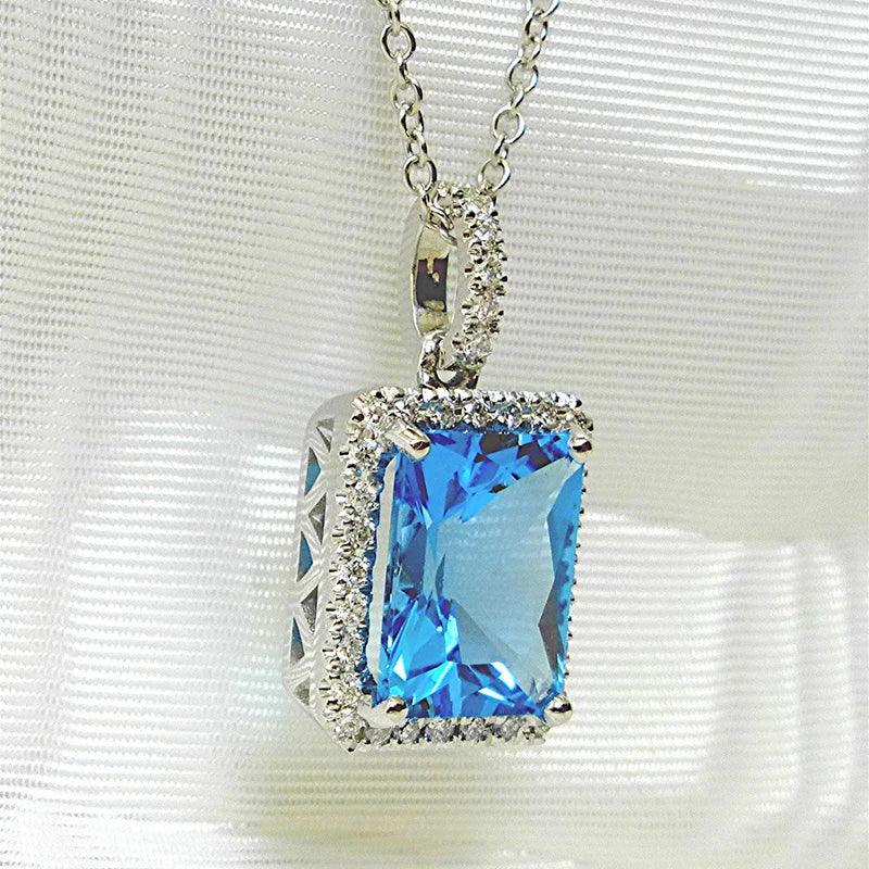 Huitan Sky Blue Cubic Zirconia O-Chain Pendant Necklace Pendant Necklace Axl XL332 45cm