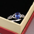 Huitan Deep Blue Zirconia Women's Ring – 4-Prong Classic Fashion Ring Axl F173 Silver Plated 6