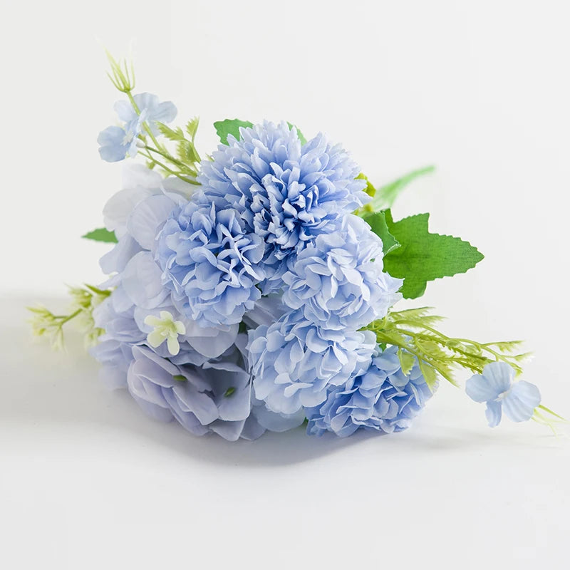 Silk Ball Chrysanthemum Artificial Flowers – Bouquet & Home Decor Artificial Silk Flowers Axl Blue 2 pcs