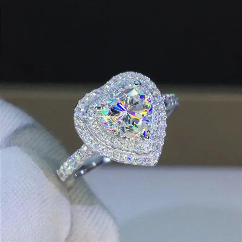 Huitan Heart CZ Ring – Women's Elegant Wedding Band | Sizes 5–14 CZ Fashion Ring Axl