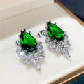 Huitan Water Drop CZ Stud Earrings | Pink Green Blue Pear CZ Stud Earrings Axl E1537