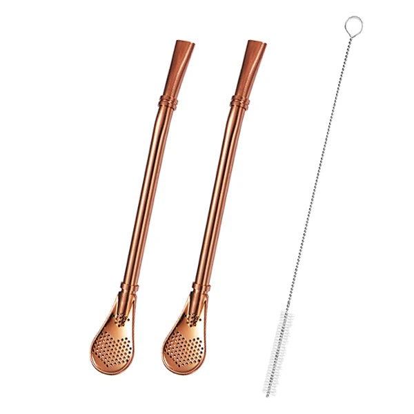 2-Pack Yerba Mate Bombilla Stainless Steel Straw & Tea Filter Mate Bombilla Straw Axl 2pcs Rose Gold