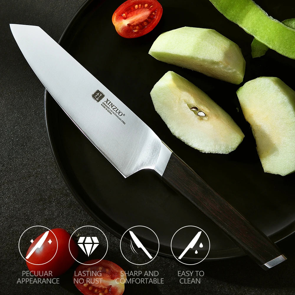 XINZUO 5" Utility Knife German Steel & Ebony Handle | RUI Utility Kitchen Knife Axl