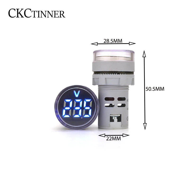 22MM Mini Digital Voltmeter AC 20-500V LED Panel Indicator Digital Panel Voltmeter Axl White