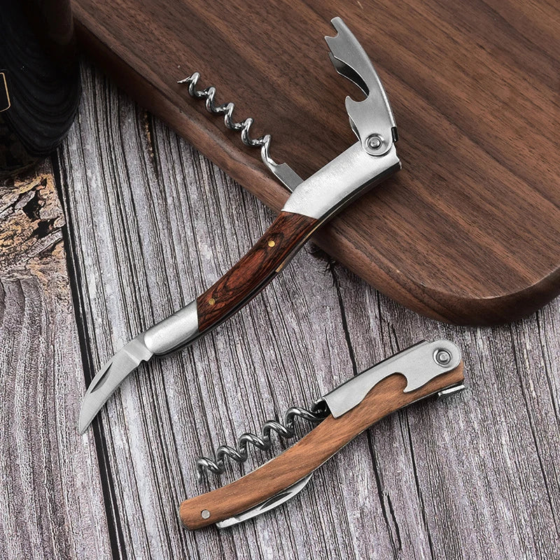 Folding Corkscrew Wine Opener – Rosewood & Stainless Steel Folding Wine Opener Axl
