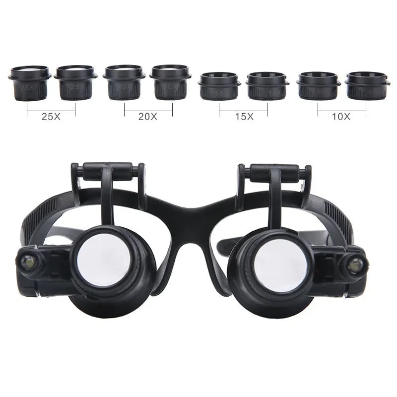 LED Headband Magnifier Glasses 10X–25X | Watch Repair Loupe Headband Magnifier Axl