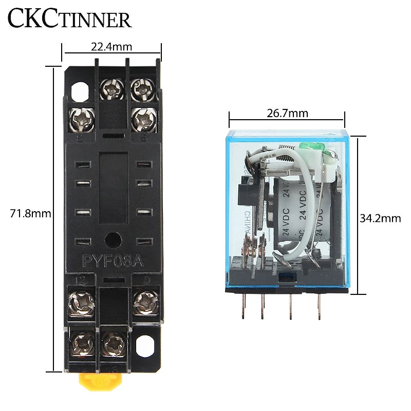 MY2NJ HH52P DPDT 8-Pin Electromagnetic Relay with Socket Base Electromagnetic Relay Axl