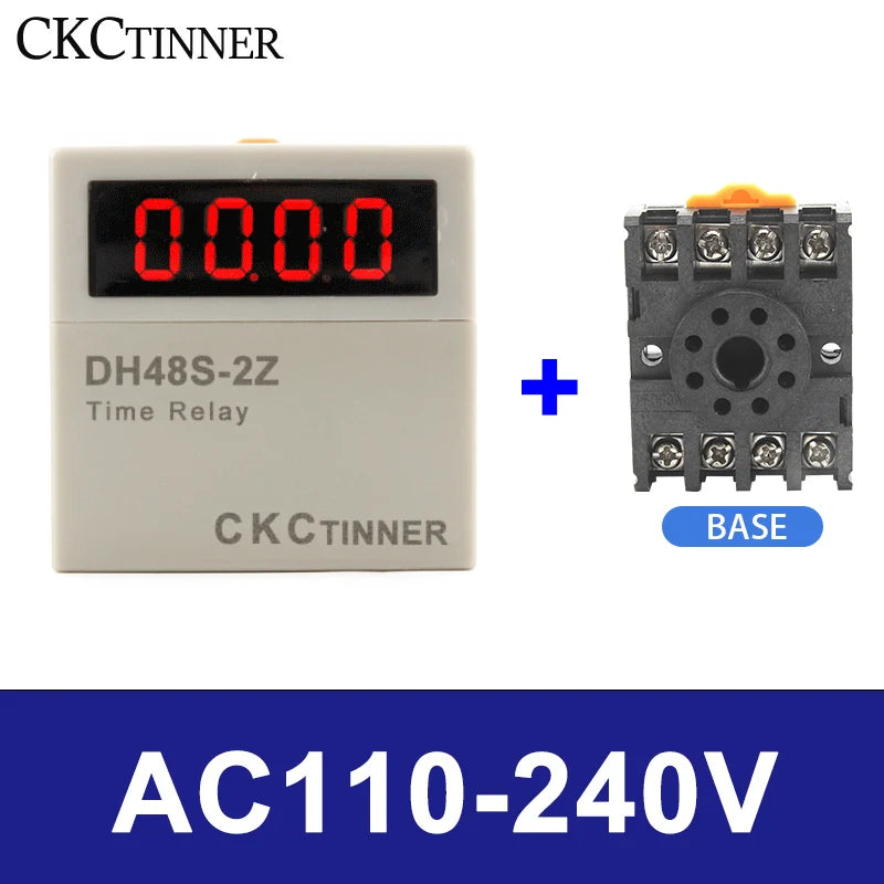 DH48S-2Z Digital Programmable Timer Relay Switch with Socket Base Timer Relay Switch Axl AC DC110-240V