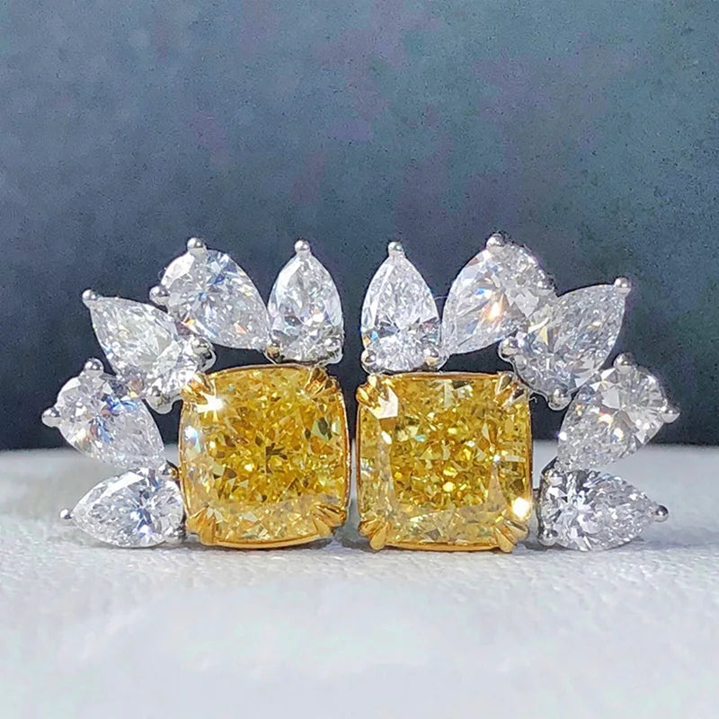 Huitan CZ Stud Earrings – Yellow & White Cubic Zirconia Women CZ Stud Earrings Axl