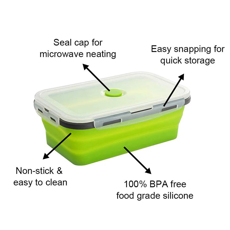 PGY Collapsible Silicone Lunch Box – BPA Free & Leakproof Silicone Lunch Box Axl