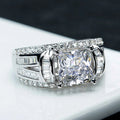 Huitan Princess Cut CZ Ring – Women's Iced Out Wedding Band Fashion CZ Ring Axl F832 10
