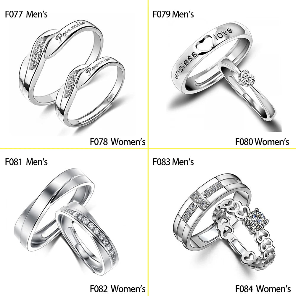 Huitan His King Her Queen Engraved Couple Ring – CZ Wedding Band Couple Wedding Ring Axl