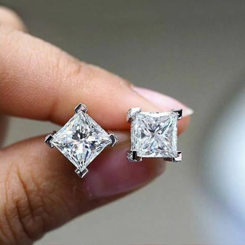 Huitan Square Cubic Zirconia Stud Earrings for Women Stud Earrings Axl