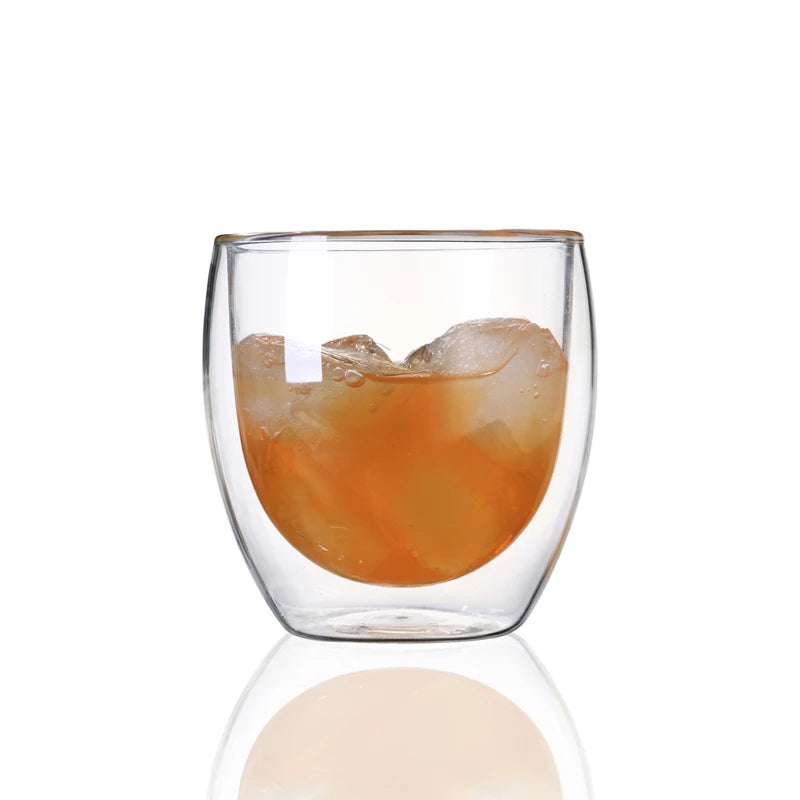 KEMORELA Double Wall Glass Cup – Heat-Resistant Borosilicate Double Wall Glass Cup Axl 250ml 80-650ml