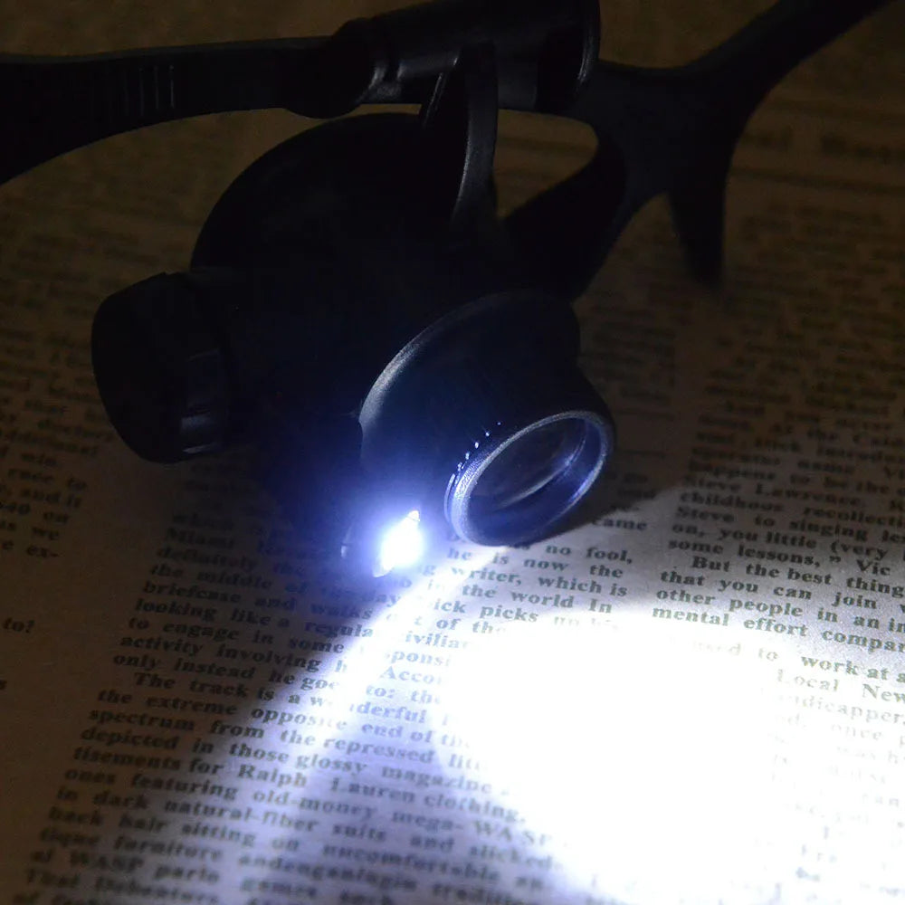 Headband Magnifying Glasses 10X–25X LED Loupe Replaceable Lens Headband Magnifier Loupe Axl