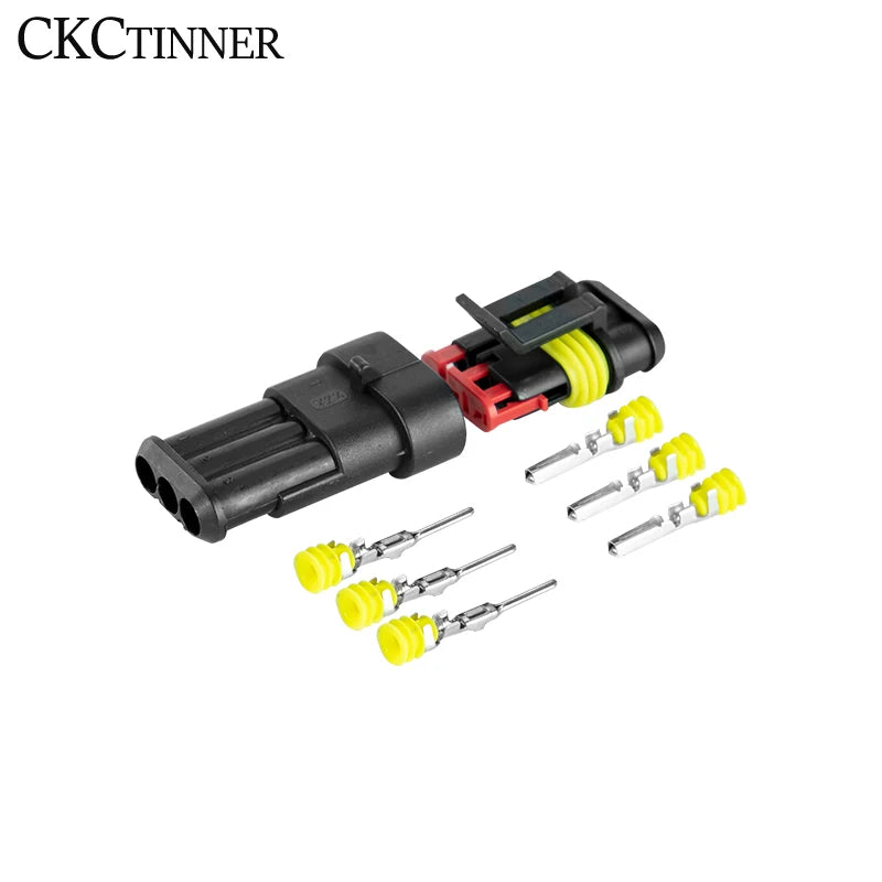 5-Pack Waterproof Automotive Wire Connectors – Male & Female Plug Automotive Wire Connector Axl 3P Without line
