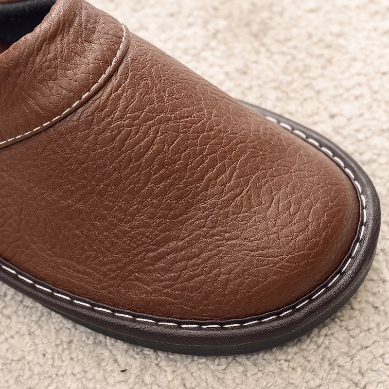 Lorilury Men's Indoor Leather Slippers | Non-Slip Unisex EU 35–48 Indoor Leather Slippers Axl