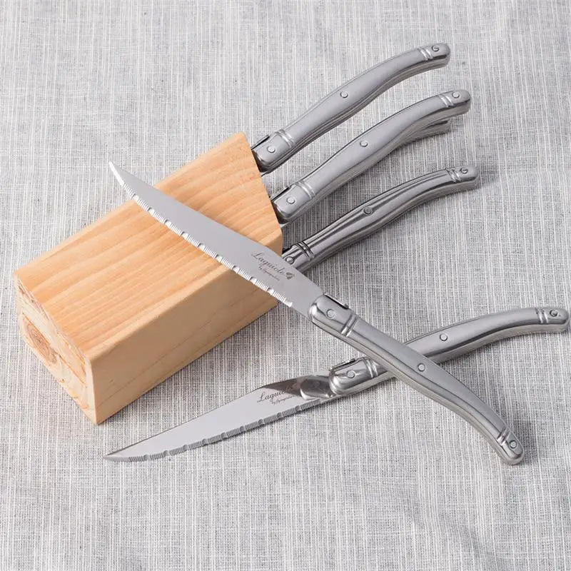 Laguiole Steak Knife Set 4–10 Pcs | Stainless Steel Serrated Blades Steak Knife Set Axl