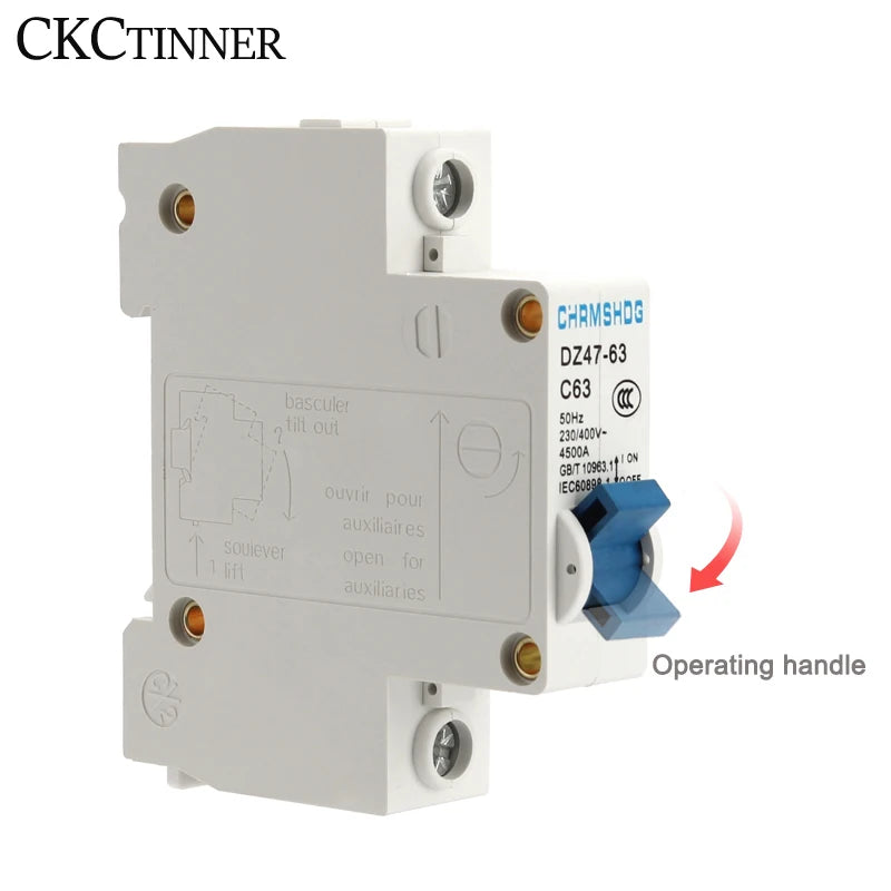 DZ47-63 1-Pole MCB Mini Circuit Breaker 6A–63A DIN Rail Mini Circuit Breaker Axl