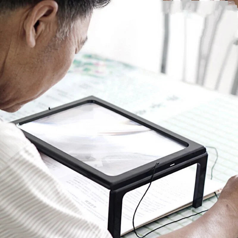 Square Fresnel Lens Desktop Magnifier with LED Light Desktop Magnifier Axl