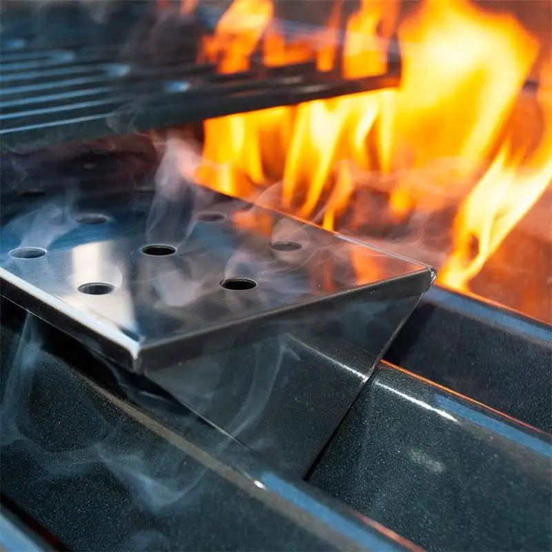 V-Shape Stainless Steel BBQ Smoker Box for Wood Chips – 6.14" BBQ Smoker Box Axl