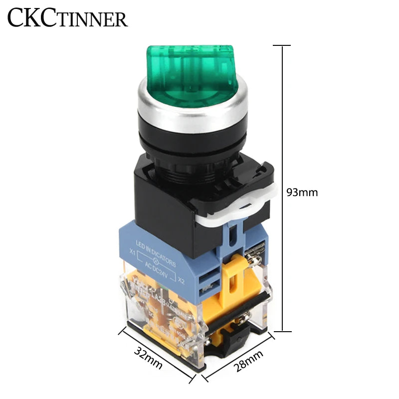 22mm Latching Rotary Selector Switch 1NO/1NC with Pilot Light Rotary Selector Switch Axl