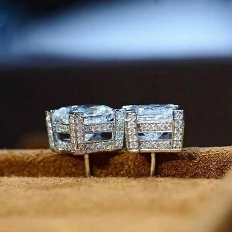 Huitan Square Cubic Zirconia Stud Earrings for Women Stud Earrings Axl