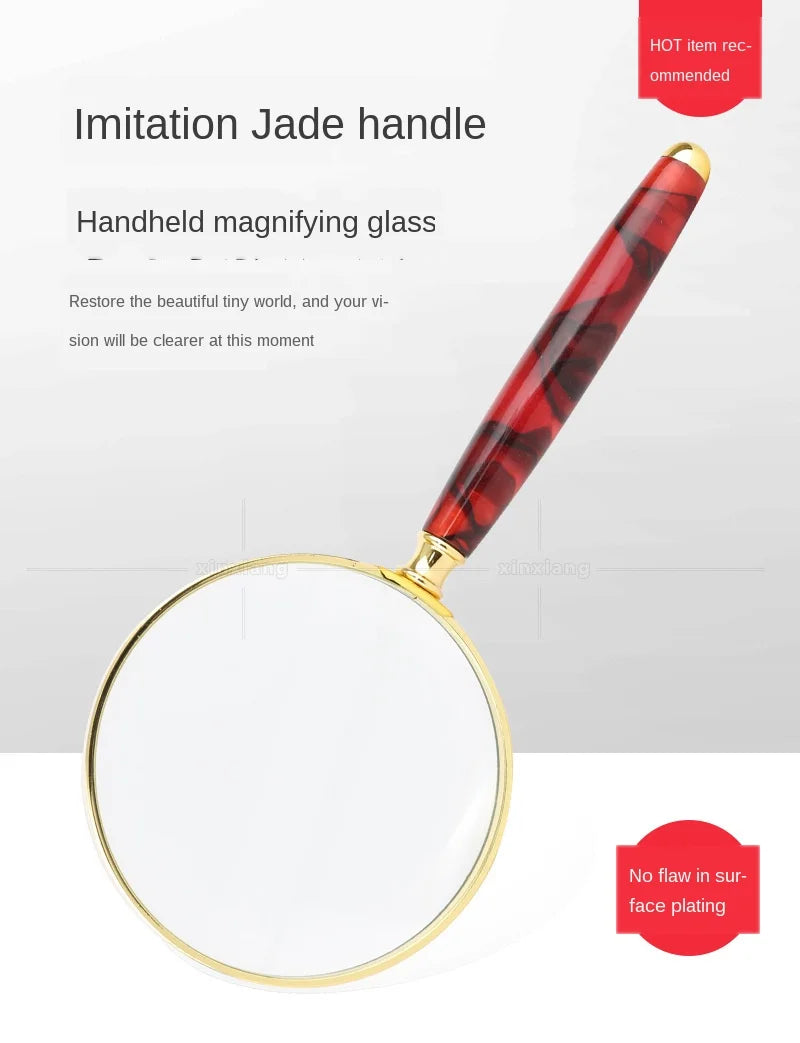 10x LED Handheld Magnifying Glass – Jade Handle & Gold Frame LED Handheld Magnifier Axl