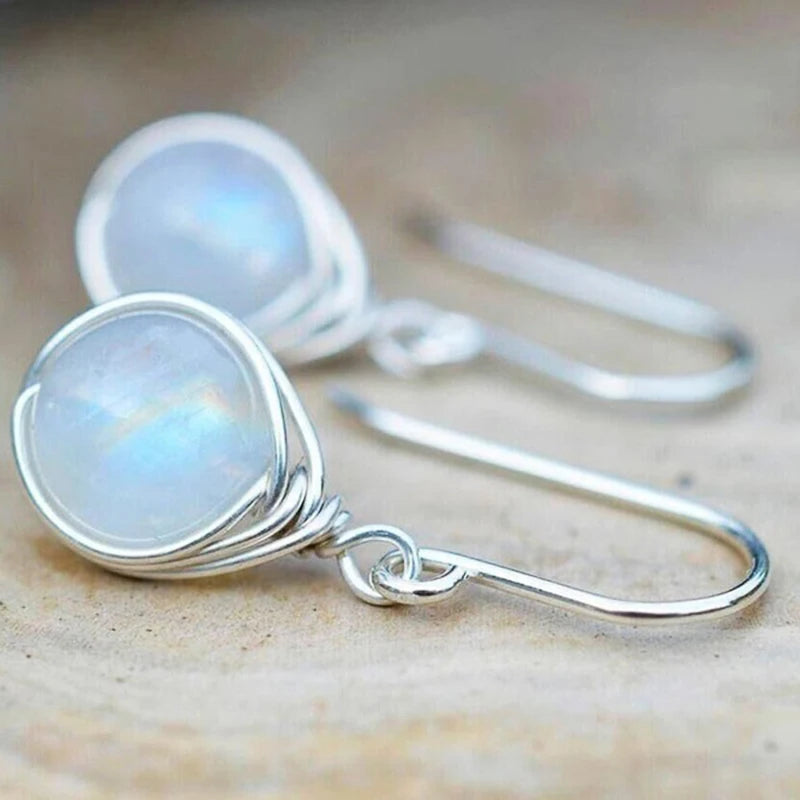 Huitan Blue Bead Drop Earrings | Geometric Fashion Jewelry Drop Earrings Axl