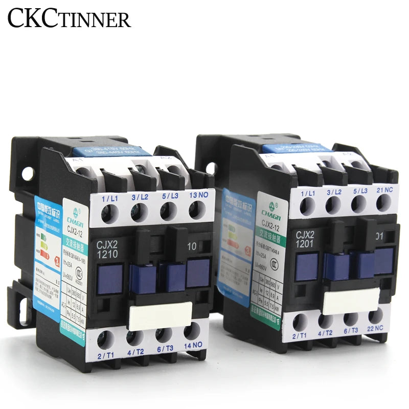 CJX2-12 AC Contactor 12A 3P+1NO DIN Rail 24V–380V CE AC Contactor Axl