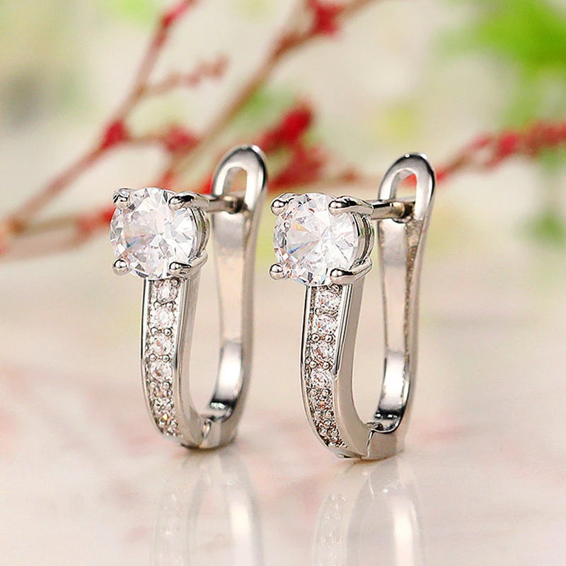 Huitan U Hoop Earrings – Cubic Zirconia Crystal for Women Hoop Earrings Axl E1557