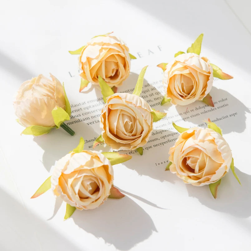 Silk Rose Tea Bud Artificial Flowers – 30 or 100 Pack Artificial Silk Flowers Axl cream 100 Pieces
