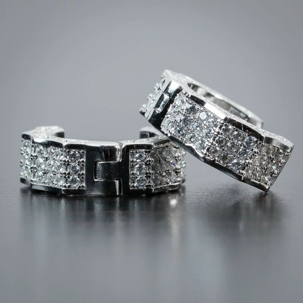 Huitan Geometric Hoop Earrings – Silver & Gold Bridal Jewelry Hoop Earrings Axl